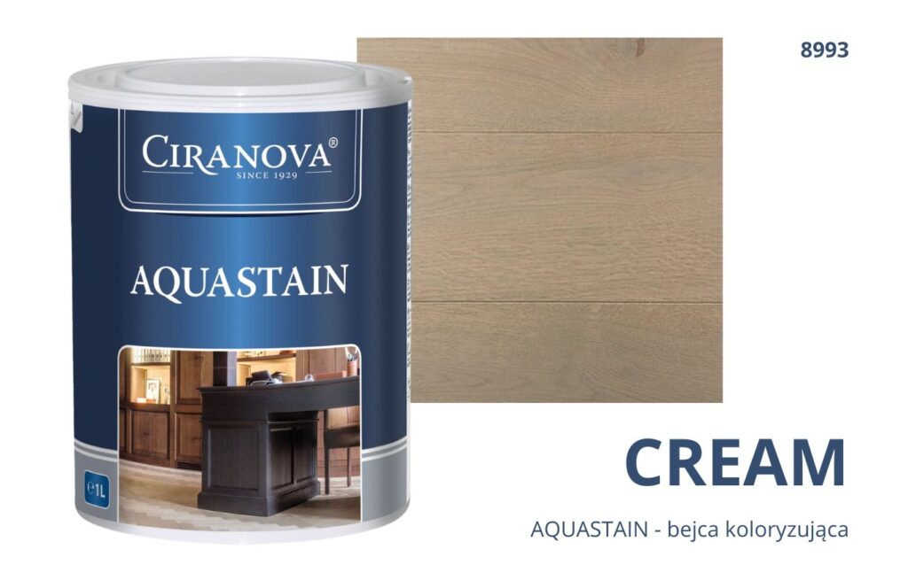Aquastain CIRANOVA bejca wodna koloryzująca do drewna kolor CREAM 8993 KREMOWY Aquastain CIRANOVA bejca wodna koloryzująca do drewna kolor CREAM 8993 KREMOWY