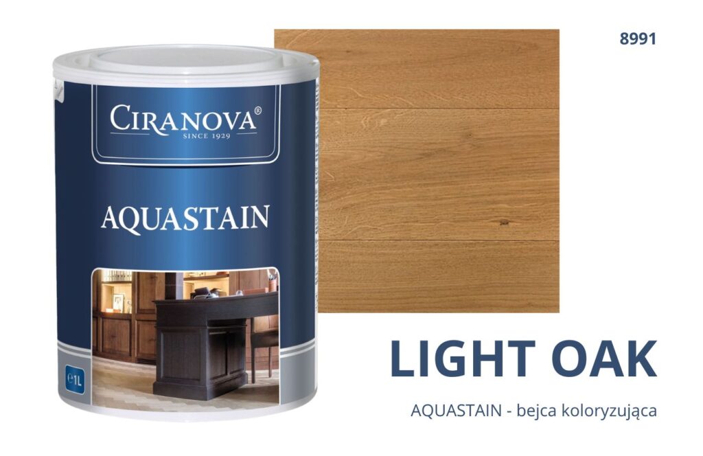 Aquastain CIRANOVA bejca wodna koloryzująca do drewna kolor LIGHT OAK 8991 JASNY DĄB Aquastain CIRANOVA bejca wodna koloryzująca do drewna kolor LIGHT OAK 8991 JASNY DĄB