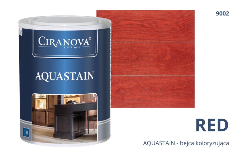 Aquastain CIRANOVA bejca wodna koloryzująca do drewna kolor RED 9002 CZERWONY Aquastain CIRANOVA bejca wodna koloryzująca do drewna kolor RED 9002 CZERWONY