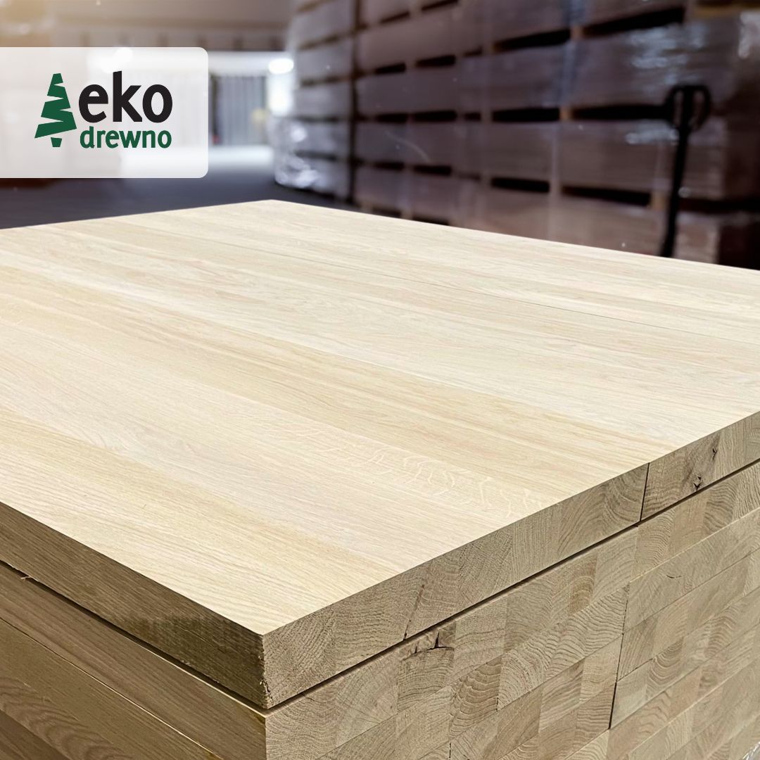 Arbeitsplatten, Treppenstufen und Leimholzplatten direkt aus Polen. Leimholzplatten Hersteller aus Polen. Tischplatten, Treppenstufen aus massiv verleimtem Holz. Eiche, Buche, Nussbaum, Teak. EKODREWNO