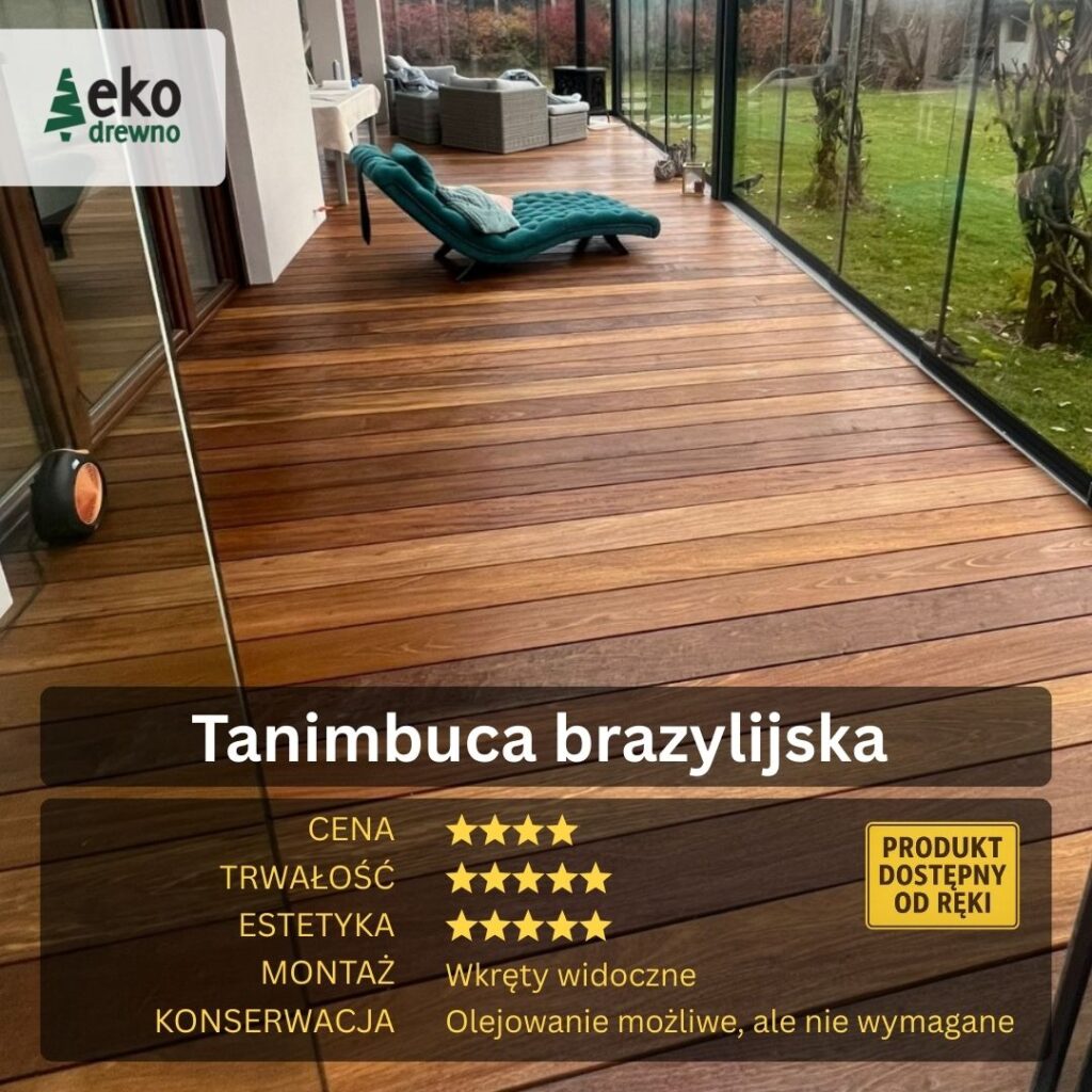 Deska tarasowa EKODREWNO drewno egzotyczne tanimbuca brazylijska Deska tarasowa EKODREWNO drewno egzotyczne tanimbuca brazylijska