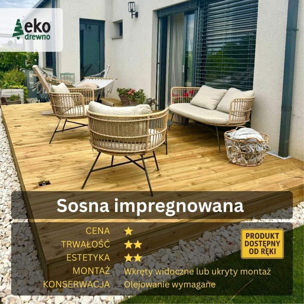 Deska tarasowa EKODREWNO sosna impregnowana ciśnieniowo NTR Deska tarasowa EKODREWNO sosna impregnowana ciśnieniowo NTR