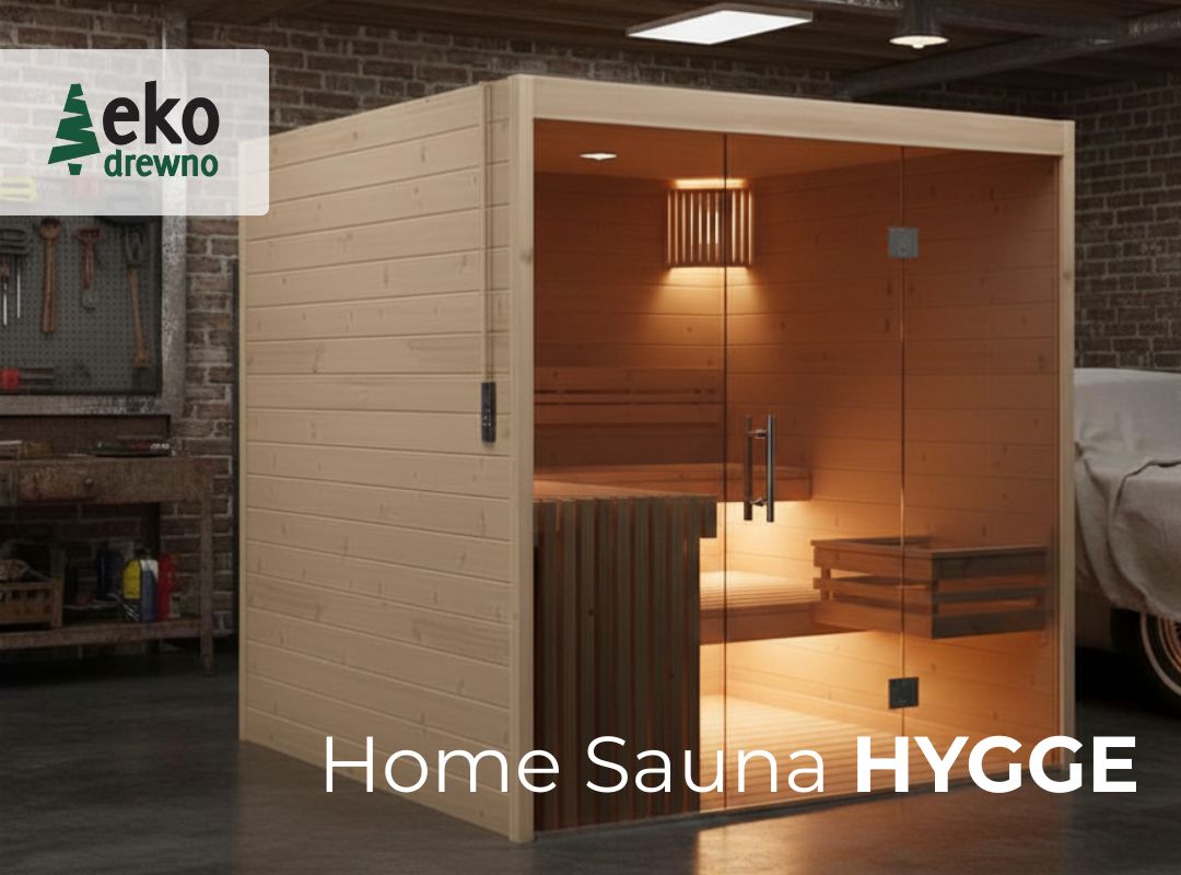 Gotowa prefabrykowana drewniana sauna domowa z montażem. Home Sauna Hygge. EKODREWNO Wrocław