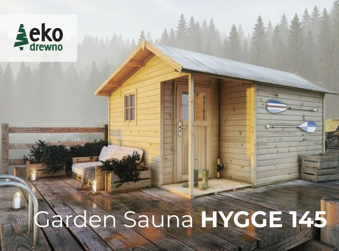 Gotowa prefabrykowana drewniana sauna ogrodowa domek saunowy Garden Sauna Hygge 145. EKODREWNO Wrocław (1)