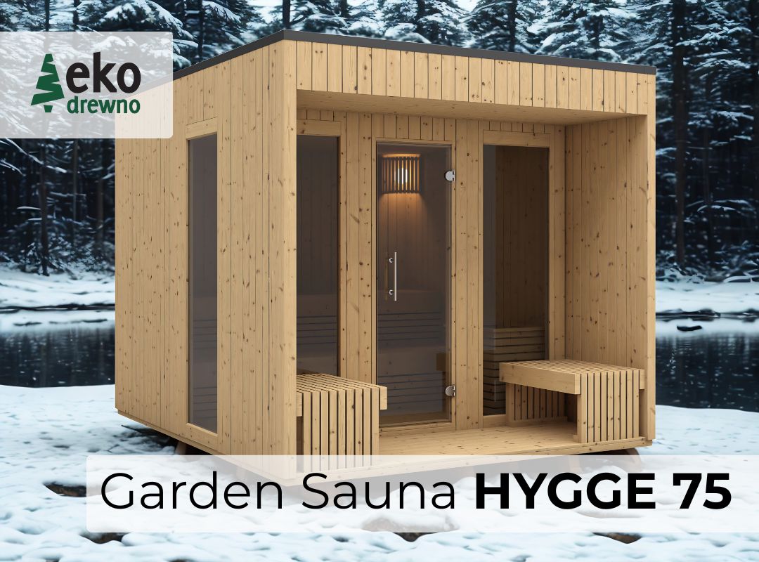 Gotowa prefabrykowana drewniana sauna ogrodowa domek saunowy Garden Sauna Hygge 75. EKODREWNO Wrocław