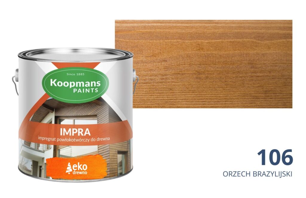 Impra Koopmans EKODREWNO impregnat powłokotwórczy do drewna (106 orzech brazylijski) Impra Koopmans EKODREWNO impregnat powłokotwórczy do drewna (106 orzech brazylijski)
