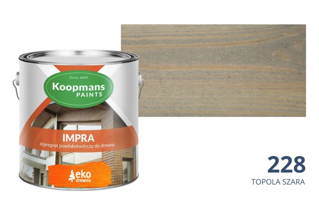 Impra Koopmans EKODREWNO impregnat powłokotwórczy do drewna (228 topola szara) Impra Koopmans EKODREWNO impregnat powłokotwórczy do drewna (228 topola szara)