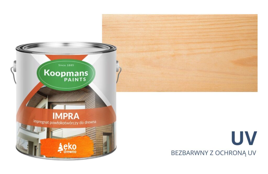Impra Koopmans EKODREWNO impregnat powłokotwórczy do drewna (UB bezbarwny z ochroną UV) Impra Koopmans EKODREWNO impregnat powłokotwórczy do drewna (UB bezbarwny z ochroną UV)