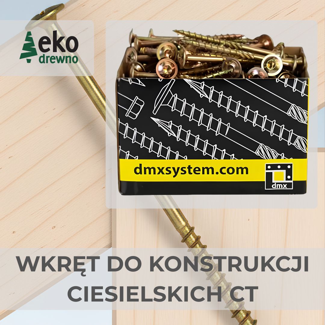 Wkręt ciesielski do konstrukcji drewnianych torx ocynk gmint niepełny DMX Domax CT łeb talerzowy 5x100 6x120 8x180 mm. EKODREWNO Wkręt ciesielski do konstrukcji drewnianych torx ocynk gmint niepełny DMX Domax CT łeb talerzowy 5x100 6x120 8x180 mm. EKODREWNO